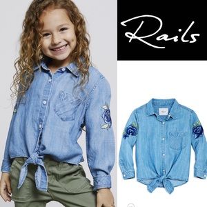 RAILS Girls Toddler Denim Embroidered Shirt Top